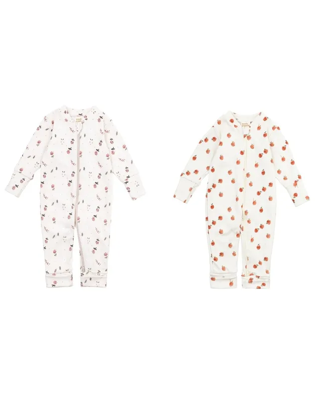 Woolly Organic Baby Sleepsuits tutina zip cotone bio Nordic Flora
