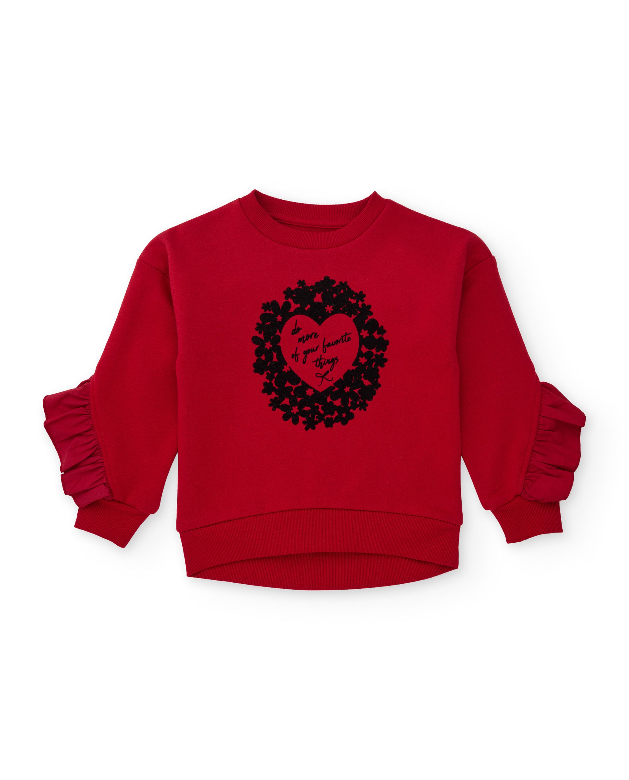 TucTuc Felpe Felpa Bambina Rossa Stampa Floreale Volant