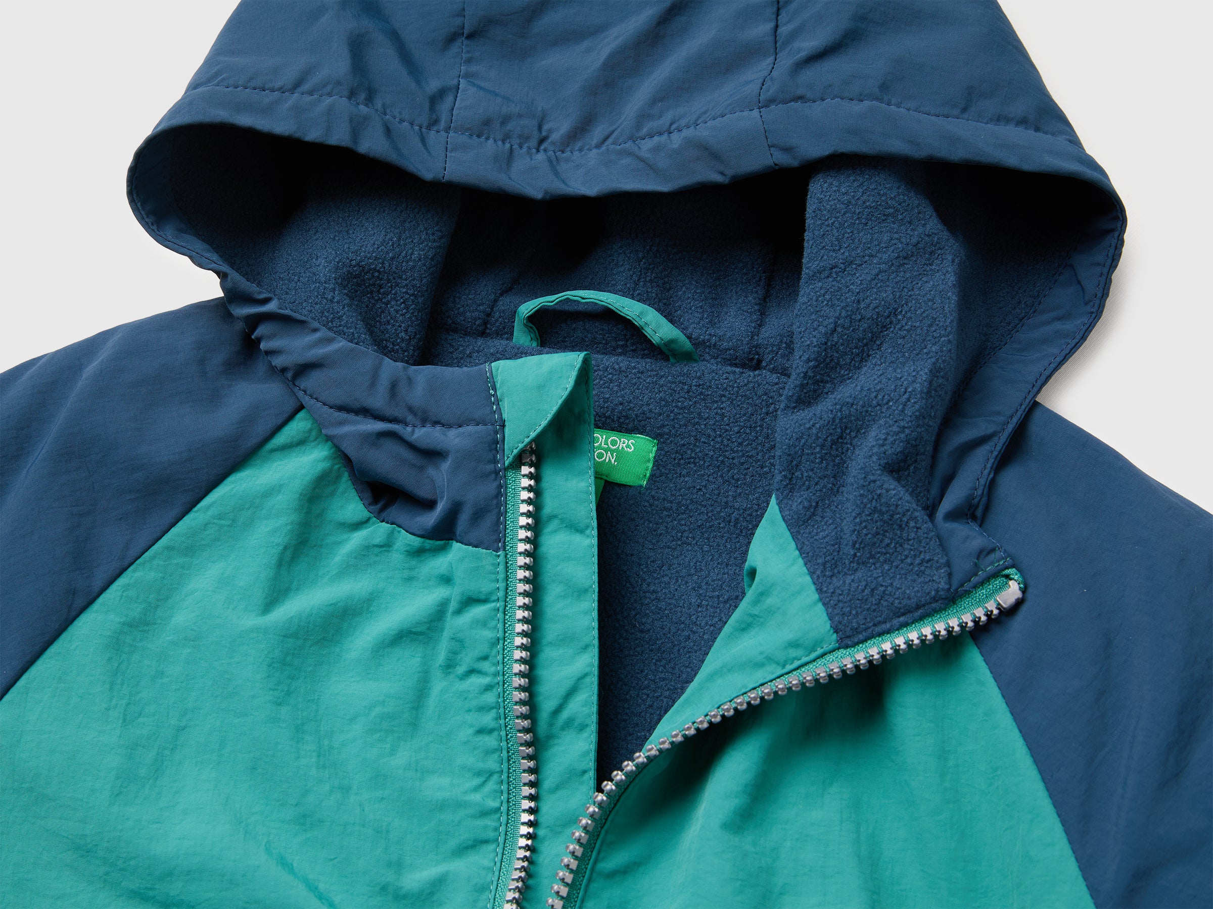 Benetton Giacca Nylon Cappuccio Pile Bimbo Taglia 104