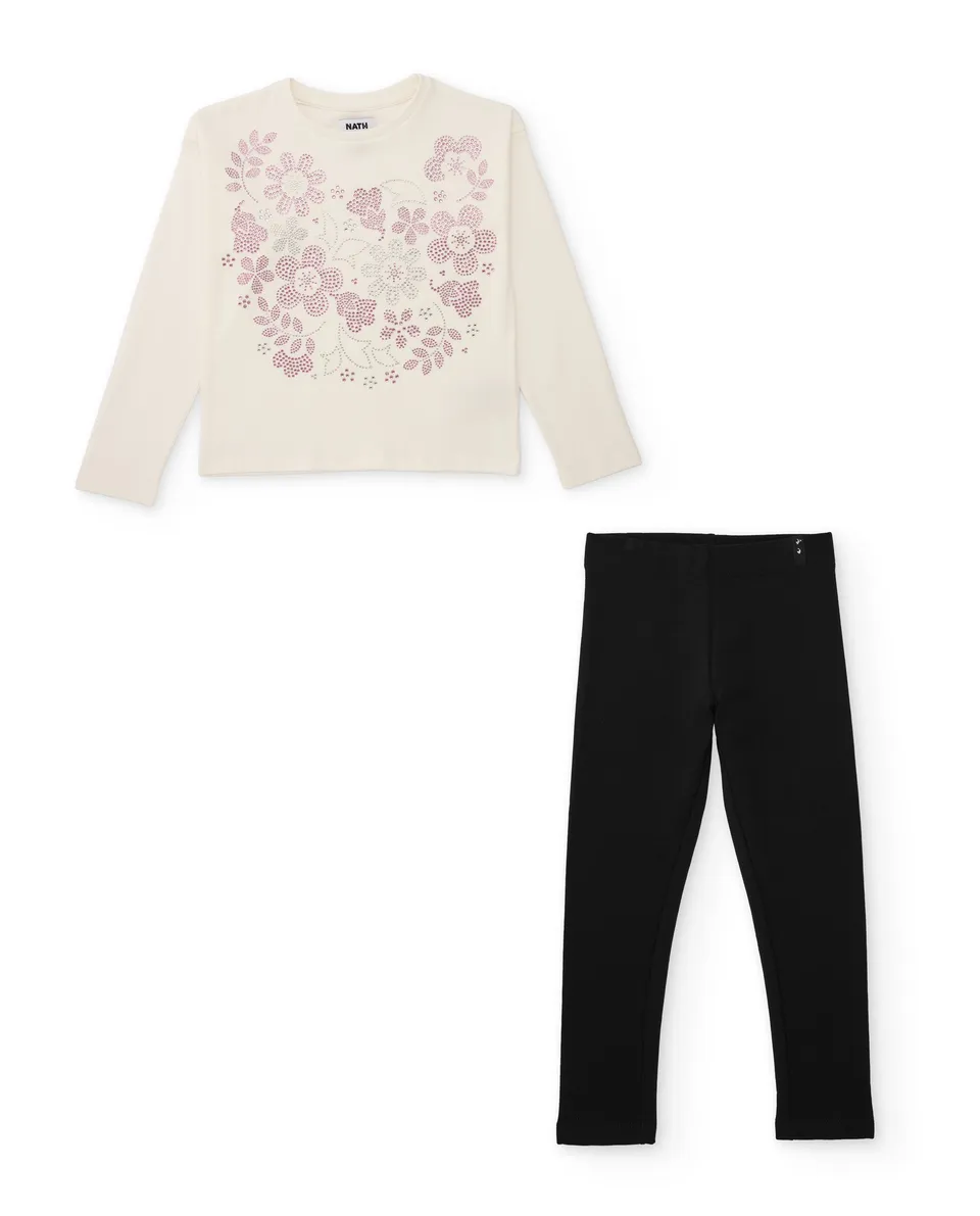 TucTuc Completi Set Bimba Bianco Maglia e Leggings