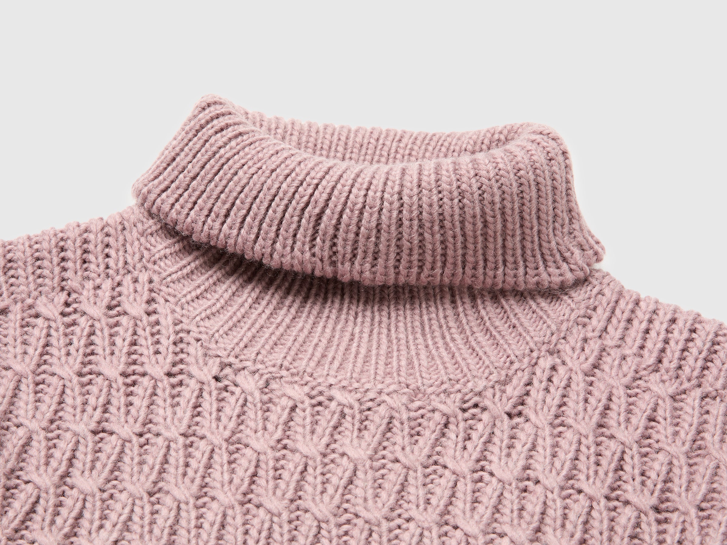 Benetton Fringed maglione lana collo alto con frange