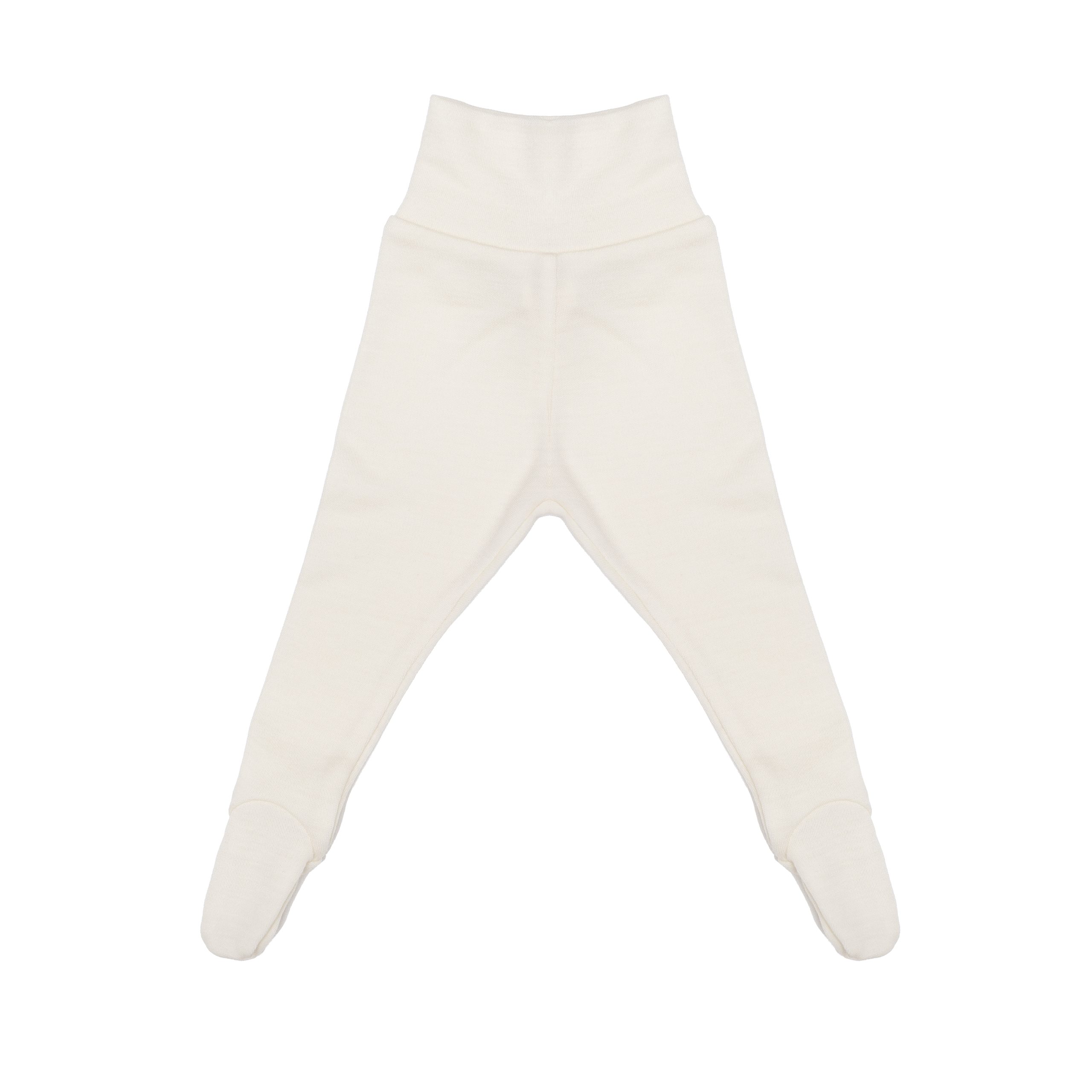 Woolly Organic NOOS Leggings neonato con piedini lana merino seta