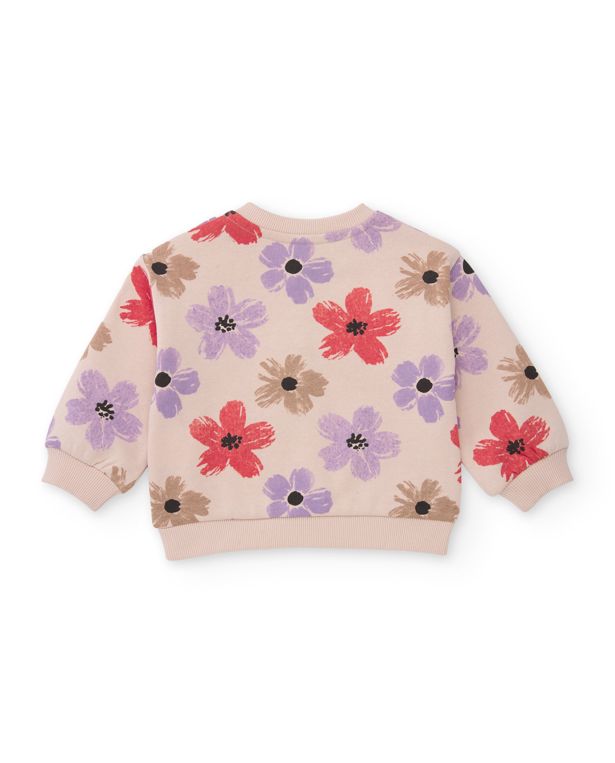 TucTuc Completi Tuta Bambina Beige Felpa Floreale 2 Pezzi