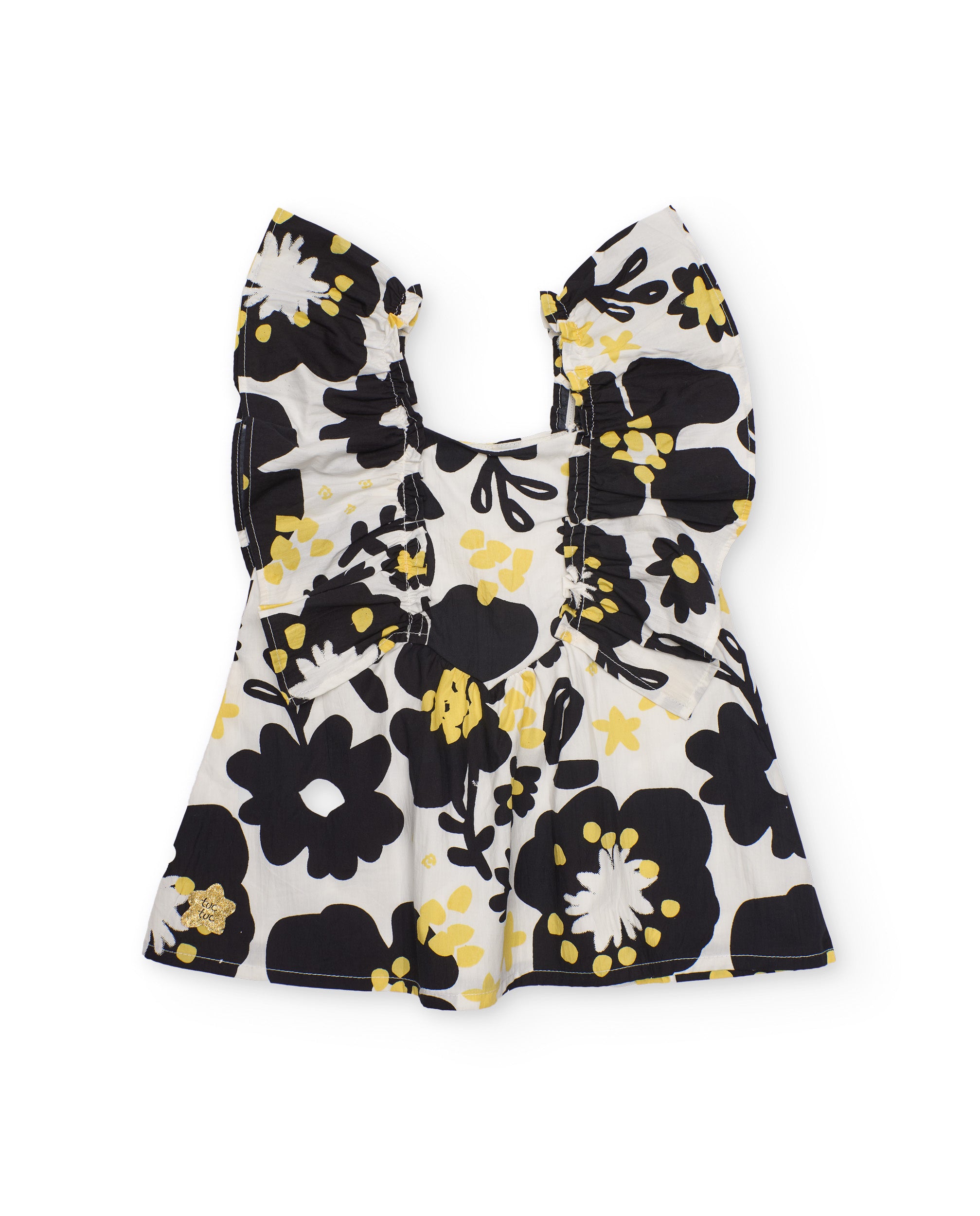 TucTuc Vestiti vestito bambina abito nero spalline volant floreale