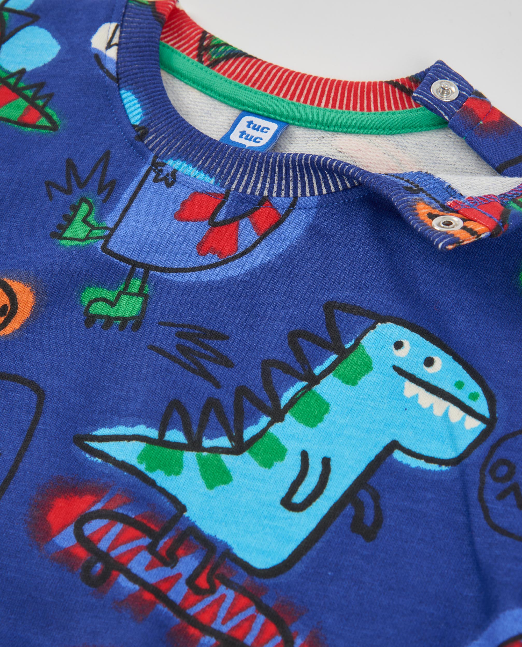 TucTuc Dino Roll Felpa Bambino Blu Dinosauri Senza Cappuccio