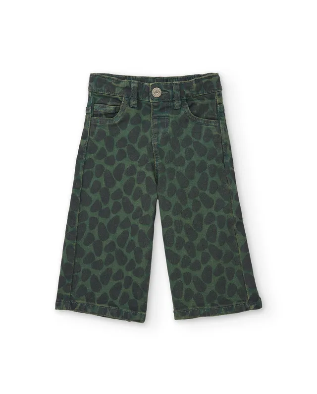 TucTuc Pantaloni Bambina Verde Cotone Animalier 5 Tasche