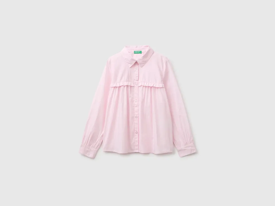 United Colors of Benetton Camicia Volant camicia maniche lunghe cotone