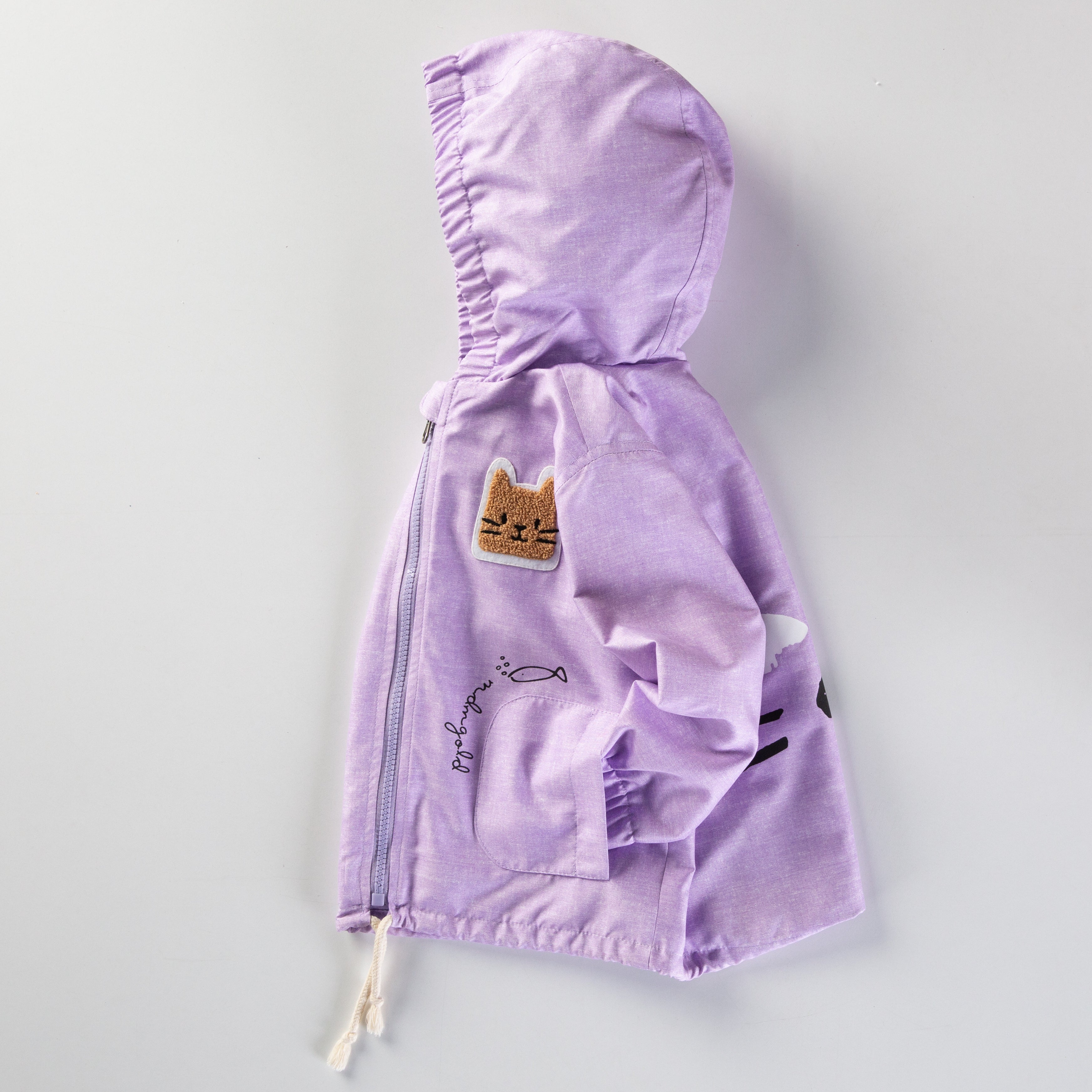 Kokarcia impermeabile bambino gatto lilla zip 1-5 anni