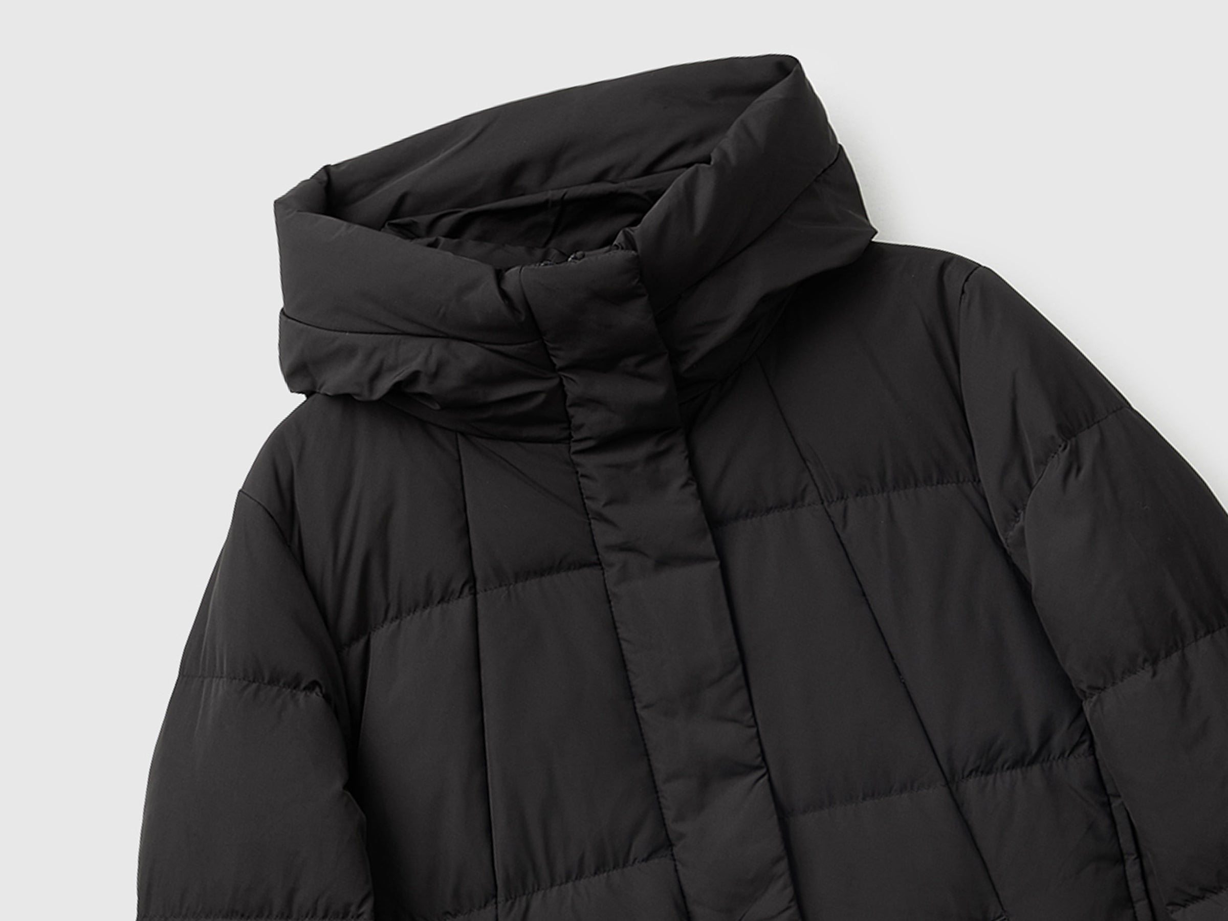 Benetton Piumino midi con cappuccio poliestere riciclato