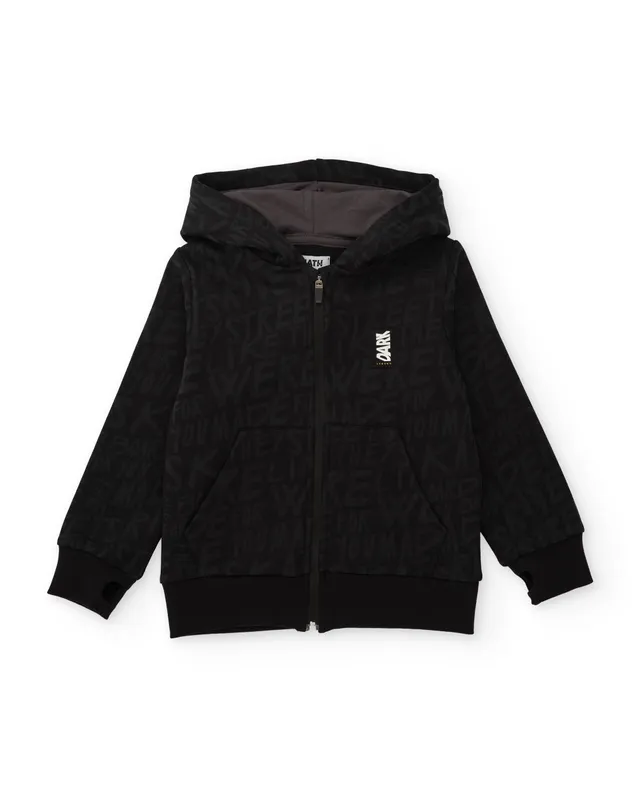 TucTuc Felpa bambino nera cotone cappuccio zip