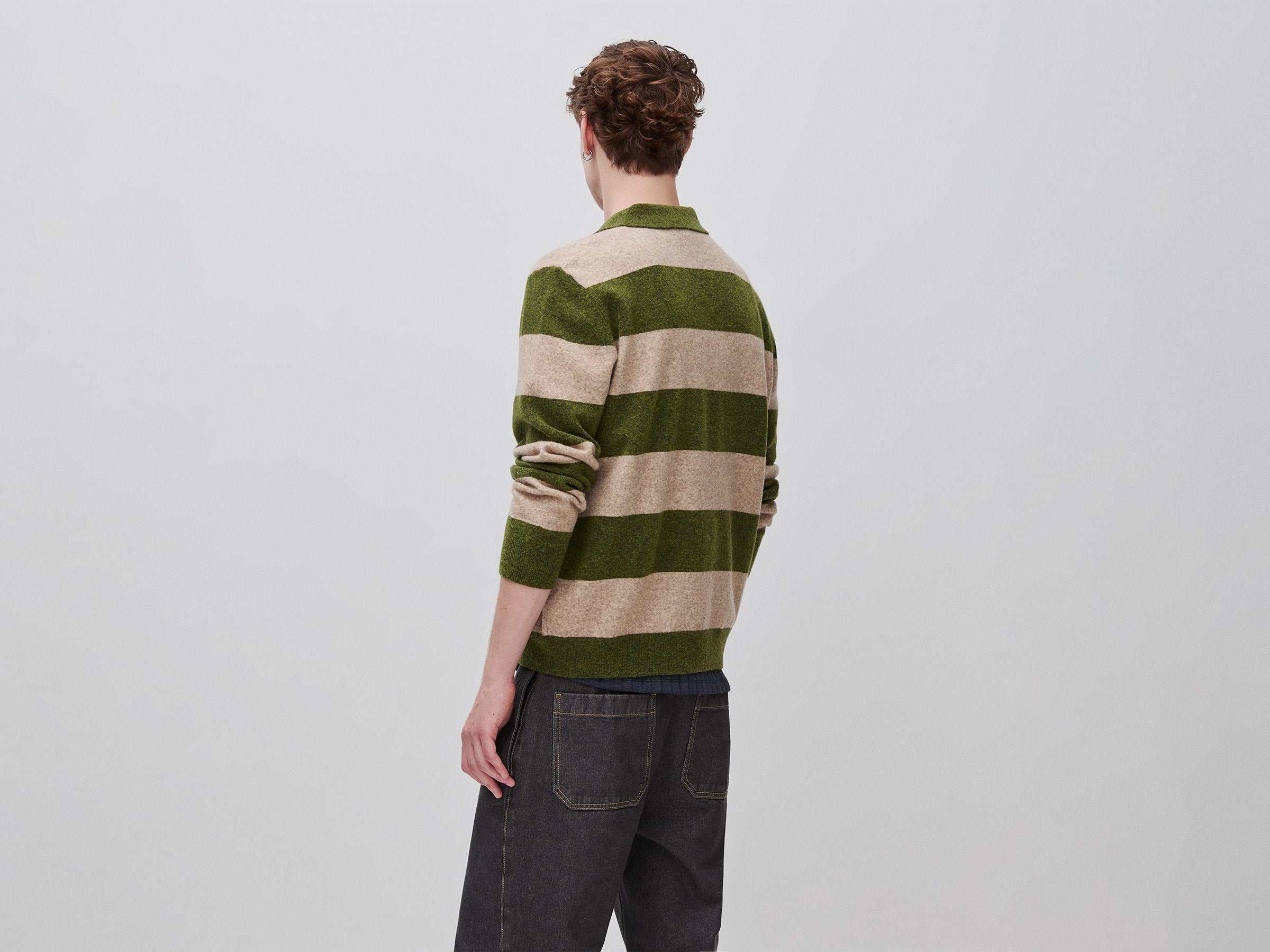 Benetton Sweaters polo maglia lana M righe bicolore