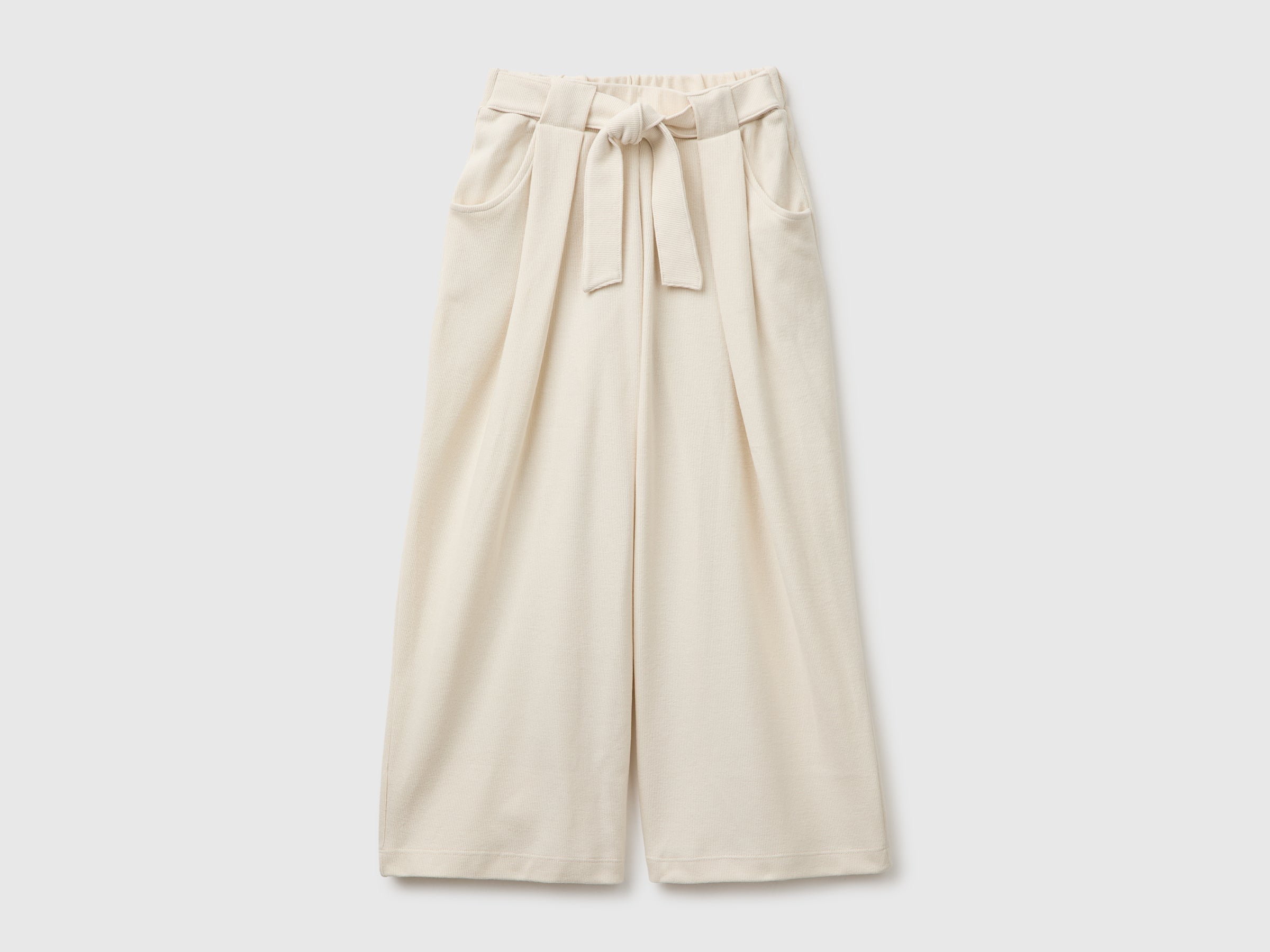 United Colors of Benetton Trousers with sash pantaloni cotone gamba larga