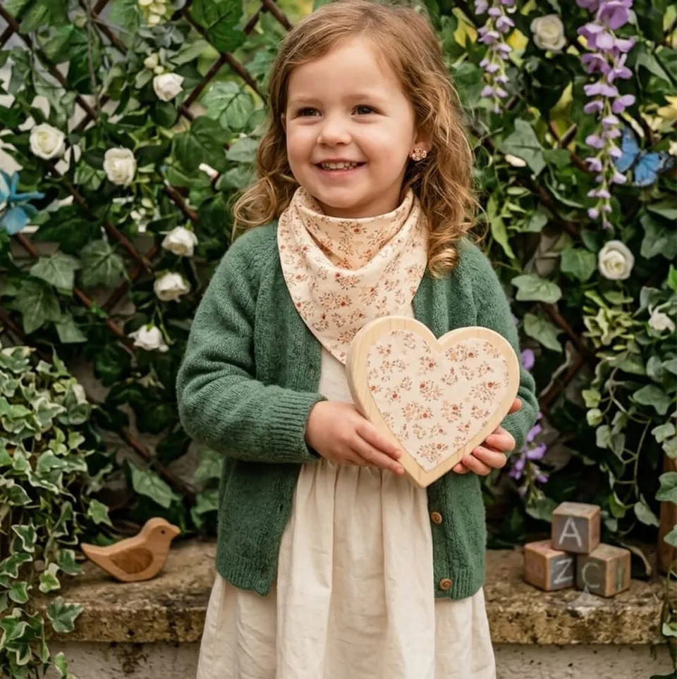 Petite Citrouille Aby foulard bimba garza cotone fiori rossi