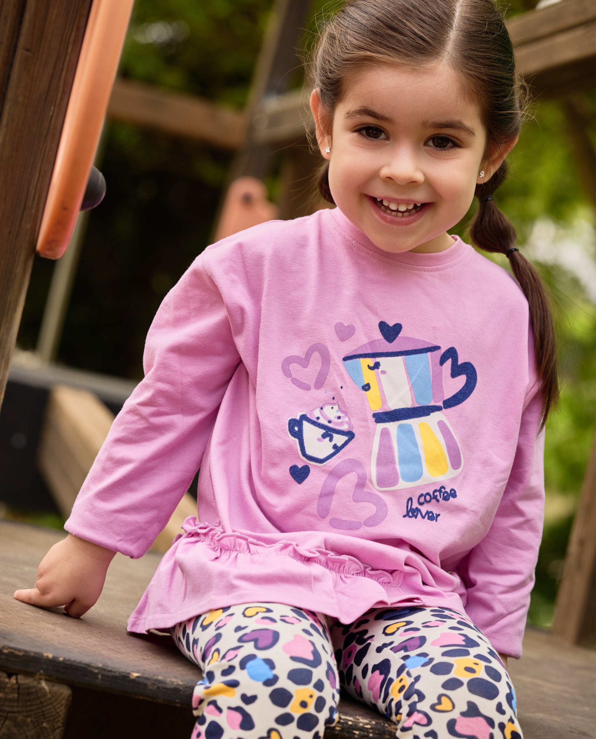 TucTuc Magliette Maglietta Bambina Rosa Moka Maniche Lunghe