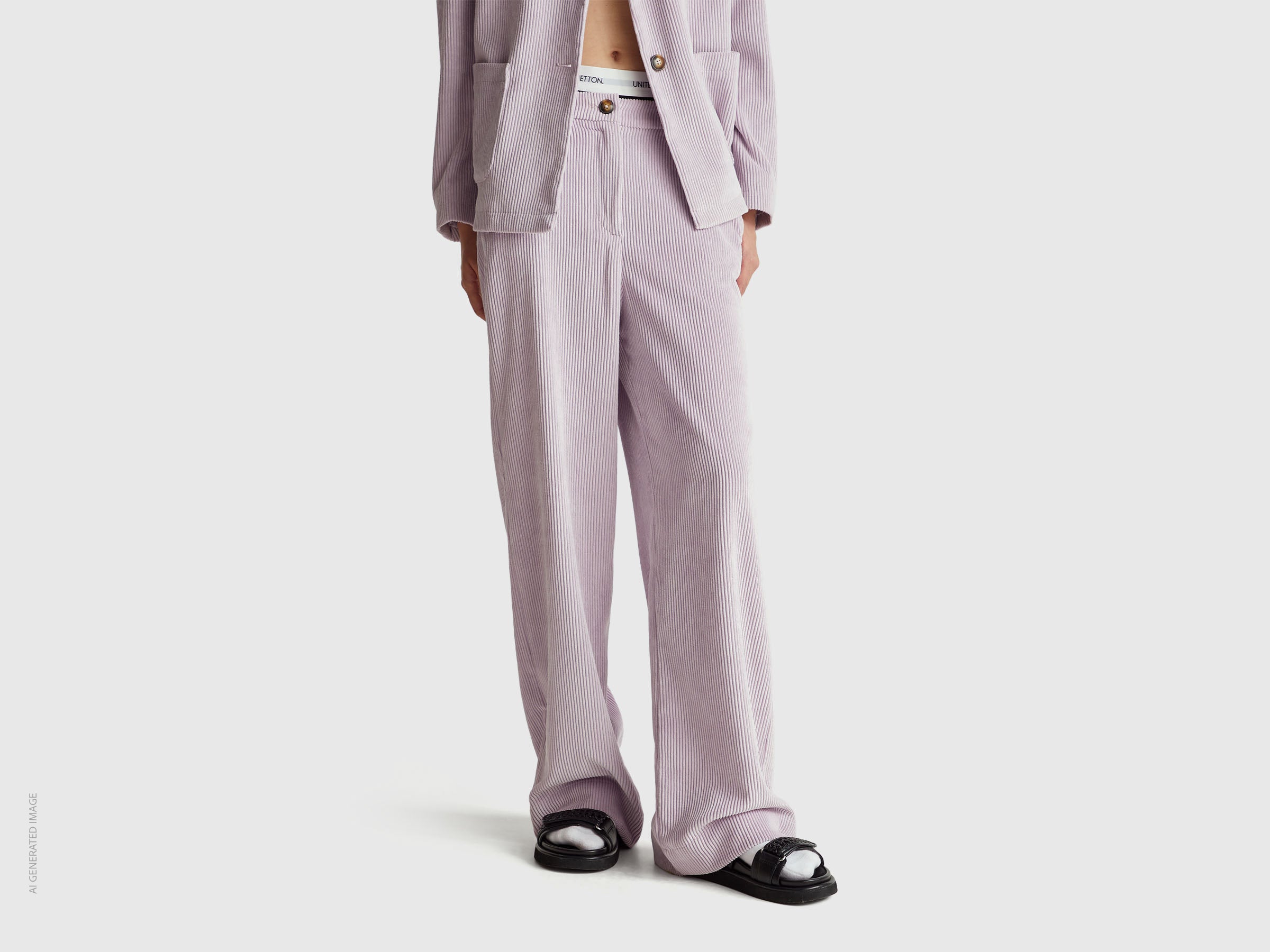 Benetton Trousers pantaloni velluto 42 zampa flare