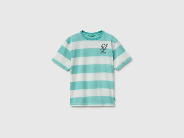 Benetton T-shirt a Righe Maglietta S Cotone Oversize