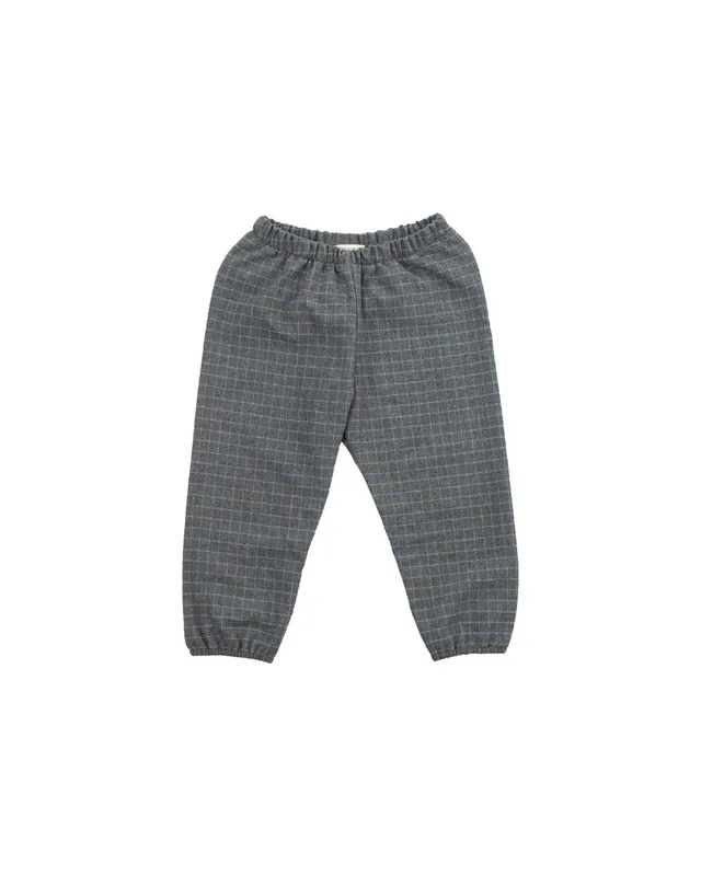 Woolly Organic Trousers Pantaloni Neonato Cotone Gray Checks