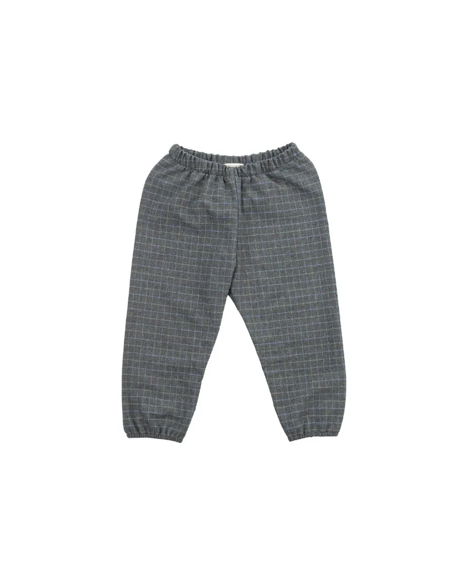 Woolly Organic Trousers Pantaloni Neonato Cotone Gray Checks