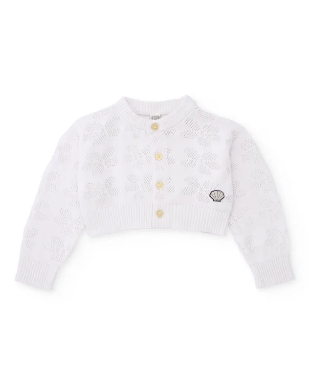 TucTuc Maglioni giacca bambina tricot bianco traforata