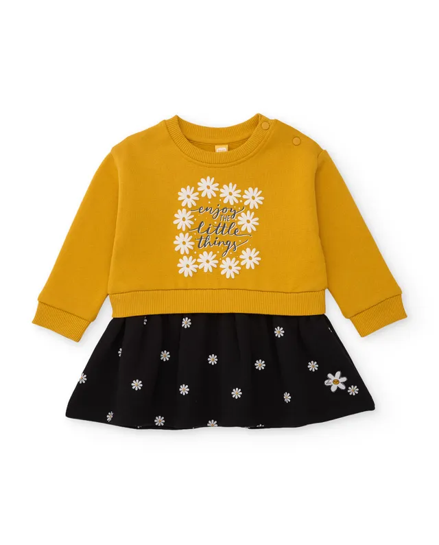 TucTuc Vestiti vestito felpa bambina senape margherite 4A