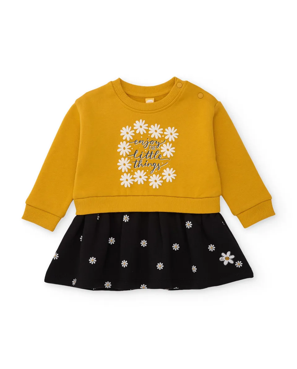 TucTuc Vestiti vestito felpa bambina senape margherite 4A