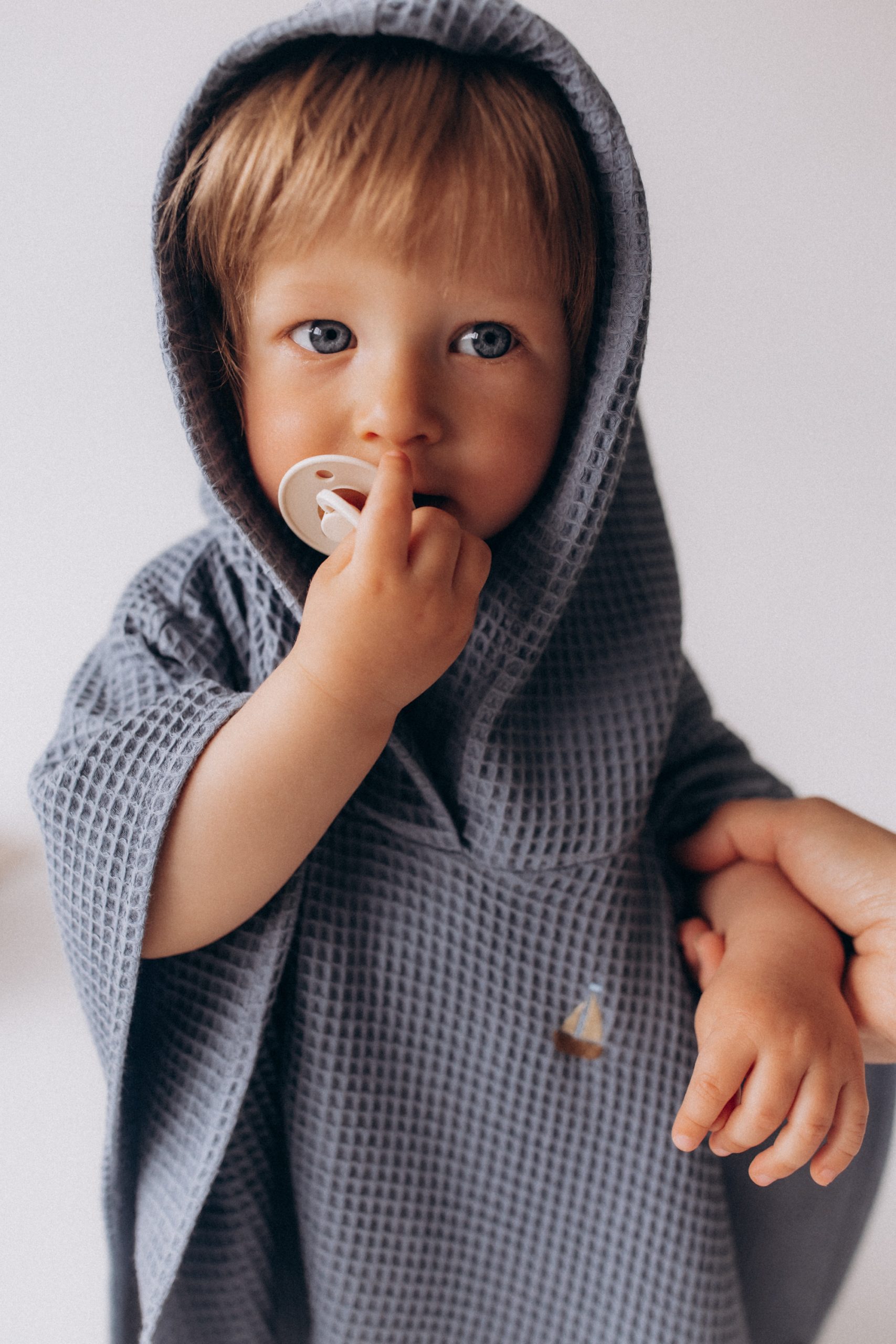 Woolly Organic Poncho Bimbo Cotone con Cappuccio 70x60