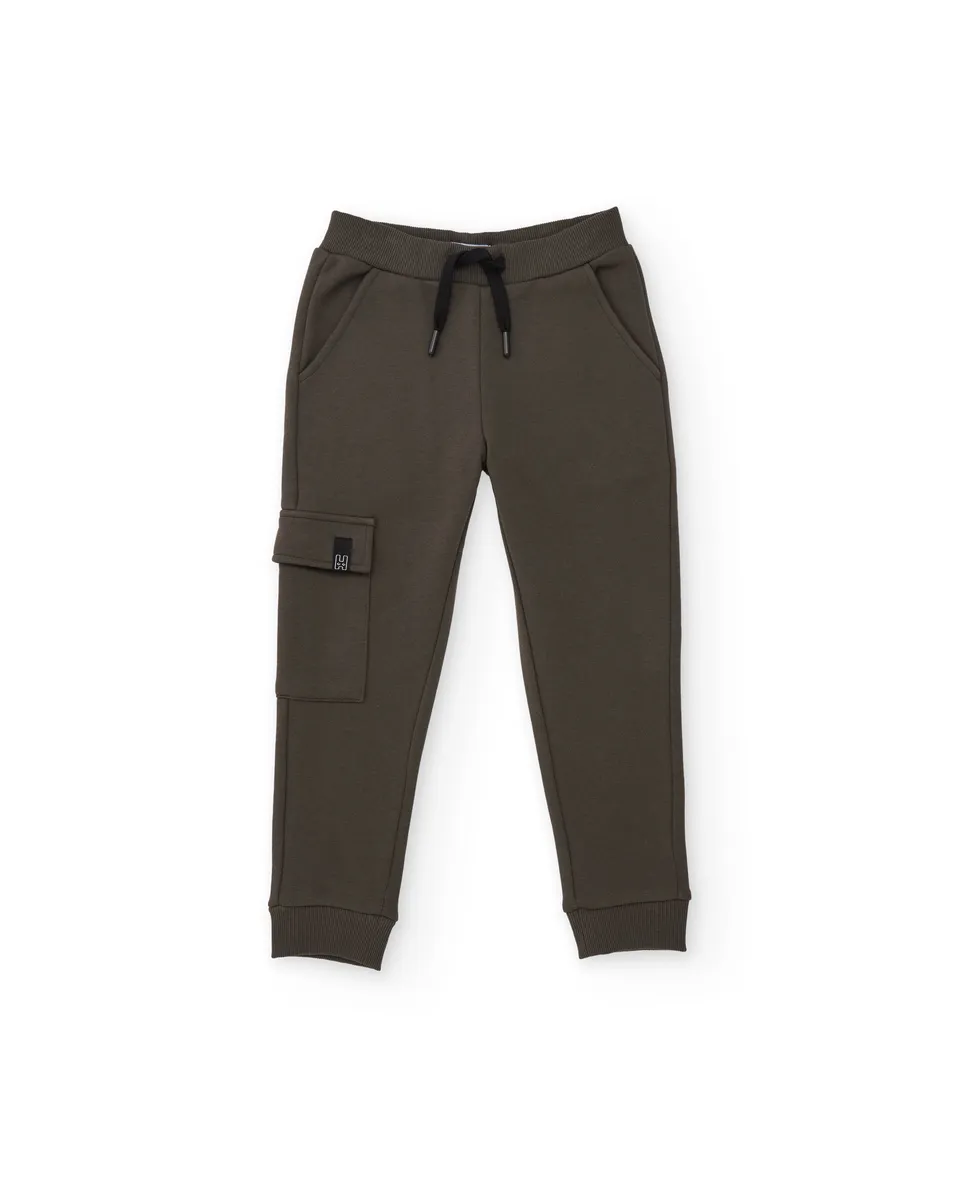TucTuc Pantaloni Tuta Bambino Marrone Cargo Cotone