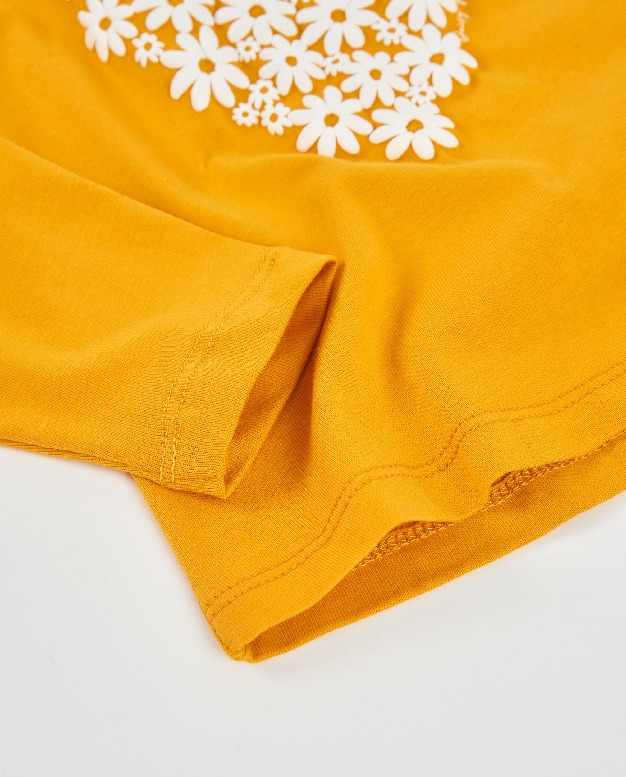 TucTuc Magliette t-shirt bambina senape fiori maniche lunghe