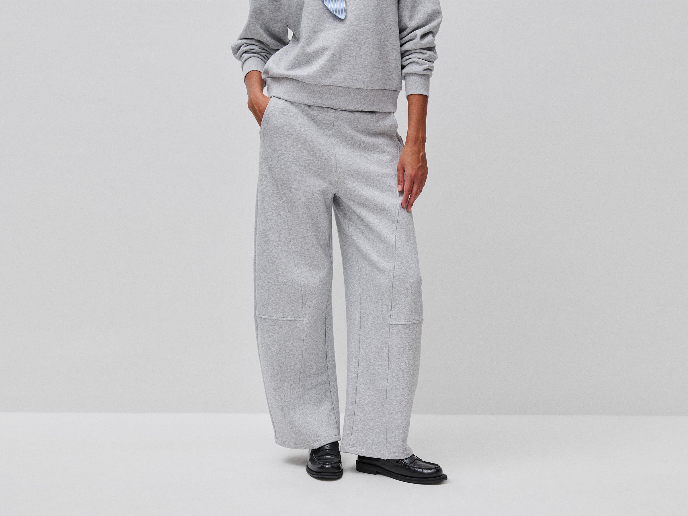 Benetton Pantalone tuta barrel fit felpa misto cotone