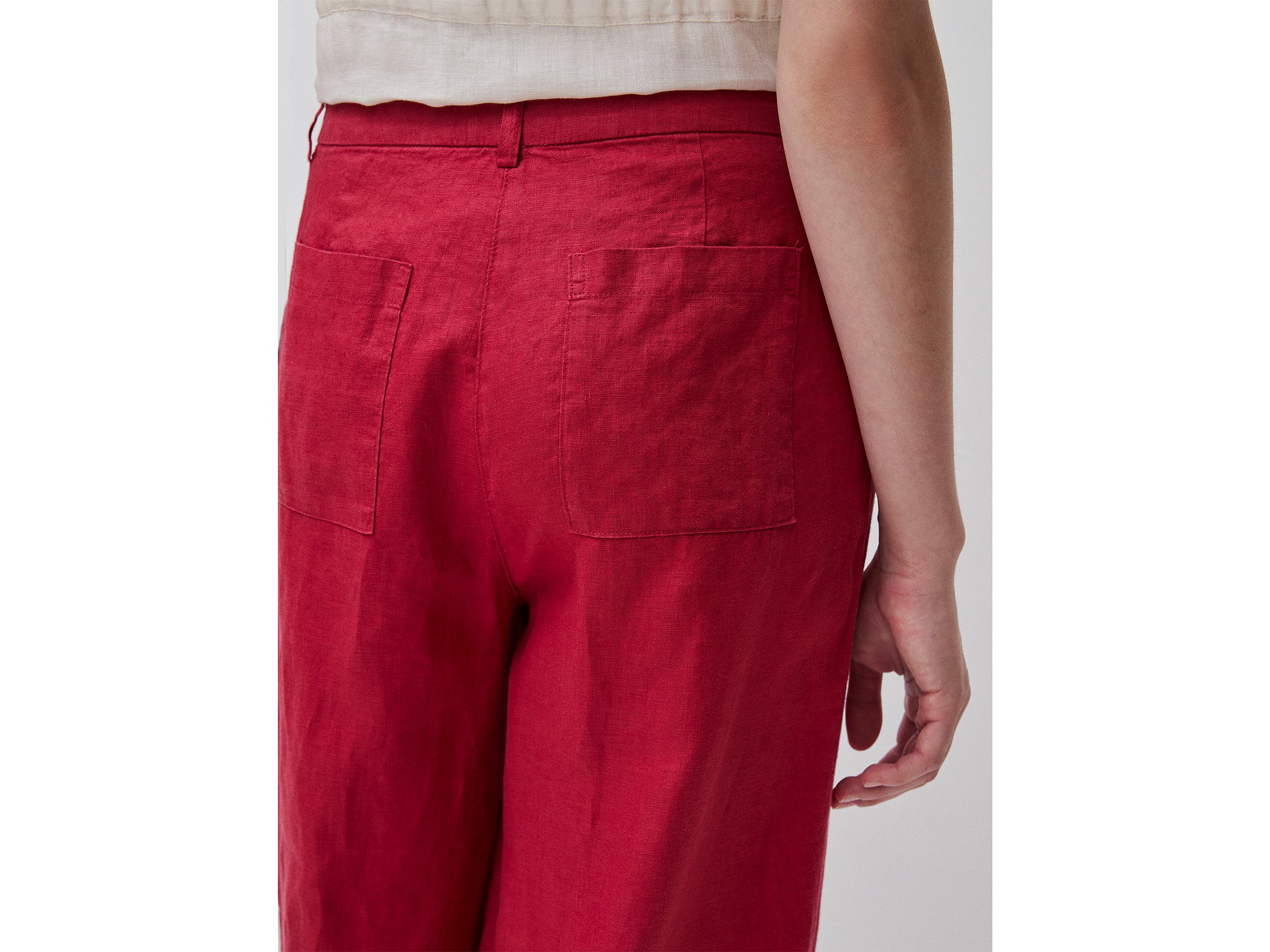 United Colors of Benetton Pantaloni vita alta lino puro