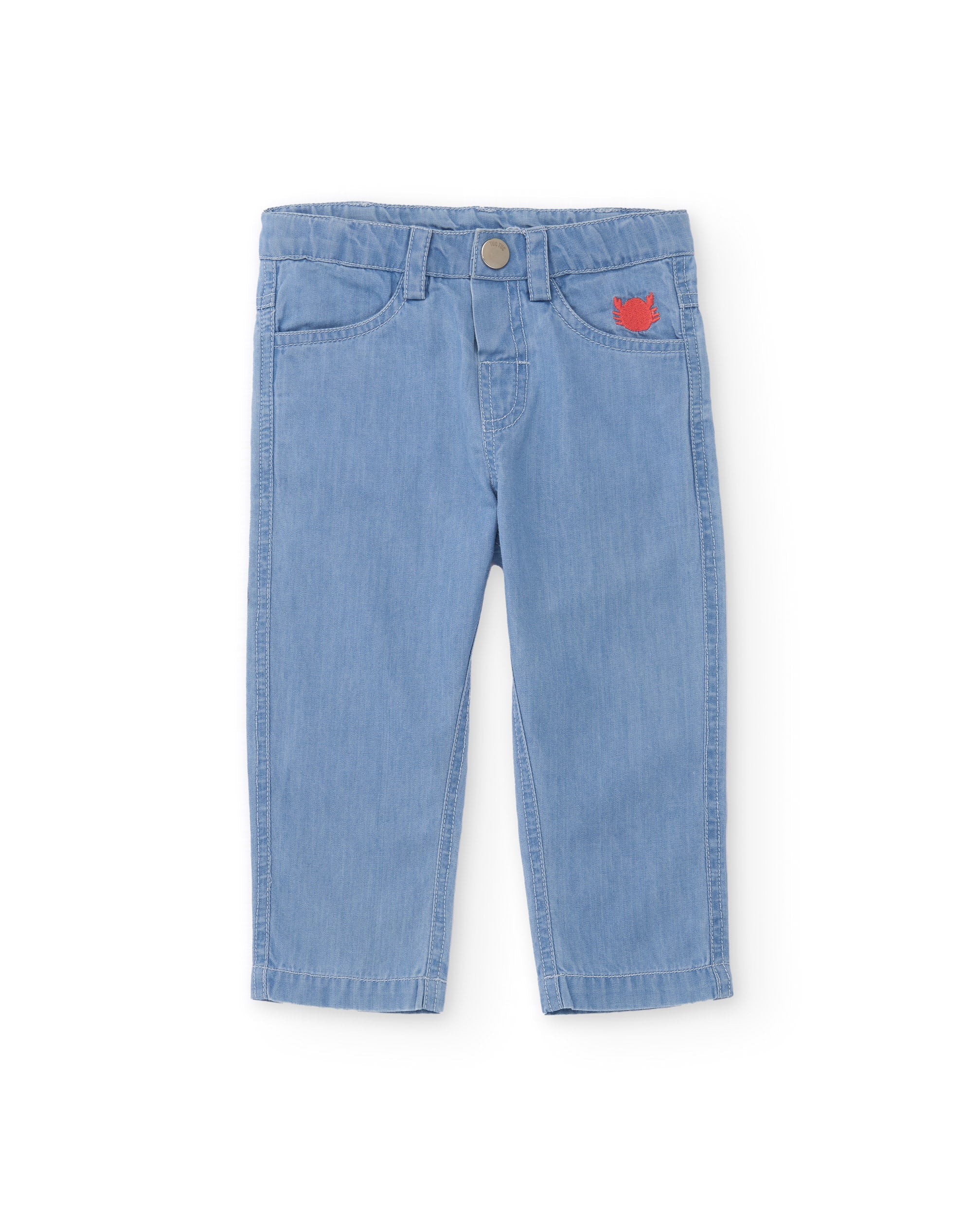 TucTuc Pantaloni denim bambino blu ricamo granchio