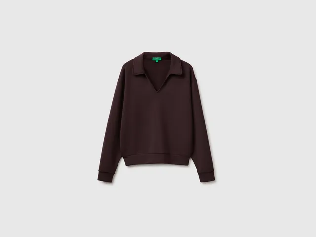 United Colors of Benetton Felpa Collo Polo Modal Fluida Taglia M