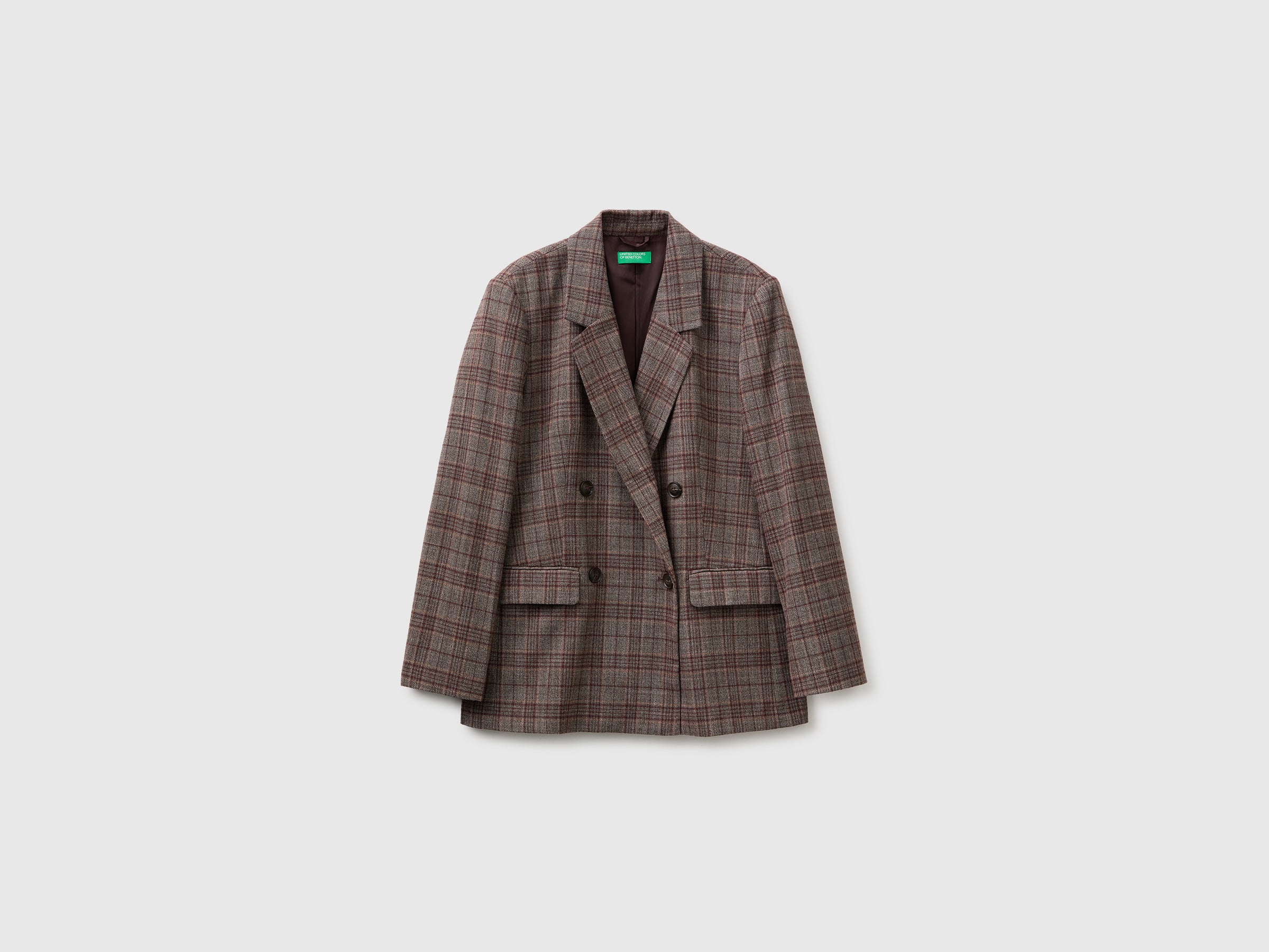 United Colors of Benetton Blazer Tartan Doppiopetto Tg 42