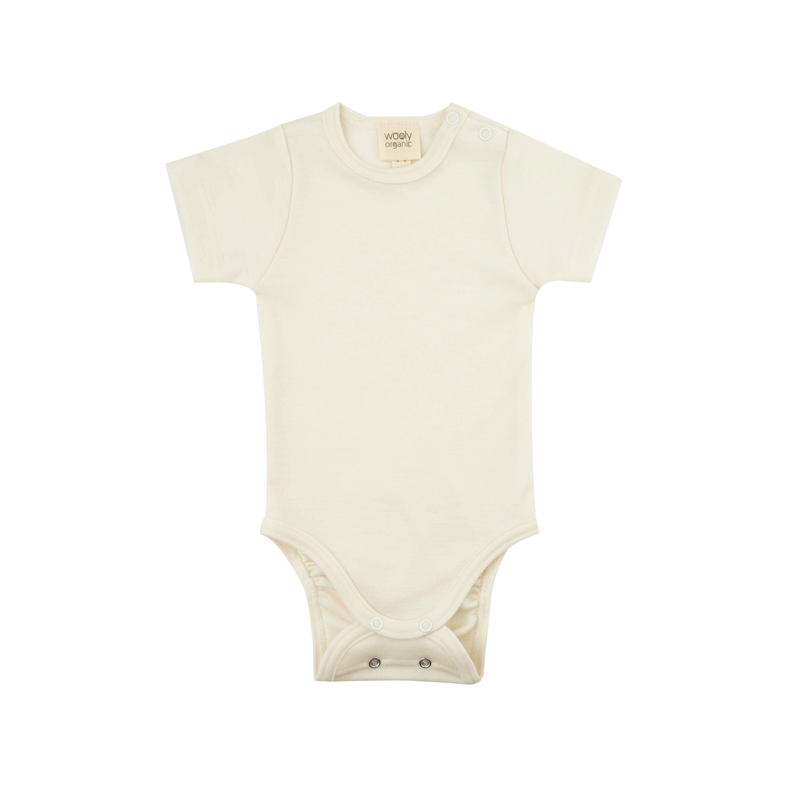 Woolly Organic Merino Wool/Silk Body Neonato Manica Corta Lana