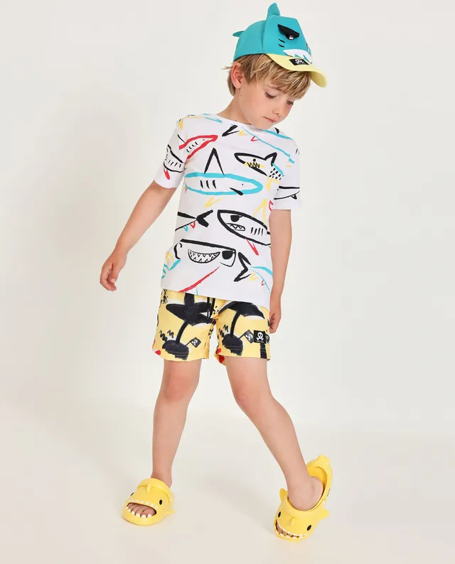 TucTuc Magliette t-shirt bimbo bianca squali cotone