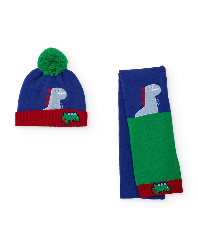 TucTuc Accessori set berretto e sciarpa blu dinosauro maglia