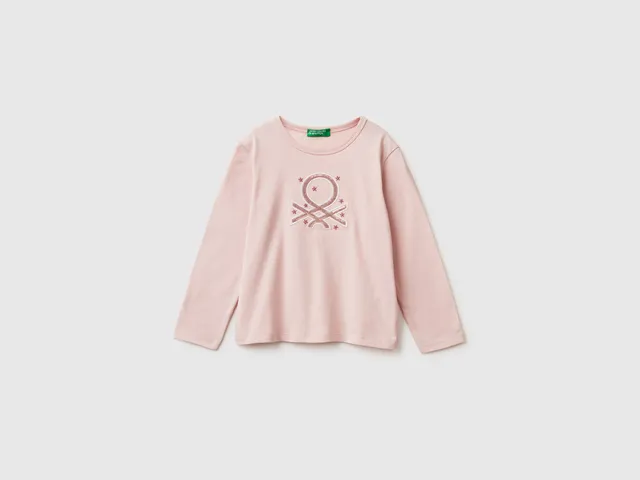 Benetton T-Shirts T-shirt stampa paillettes cotone bio taglia 104