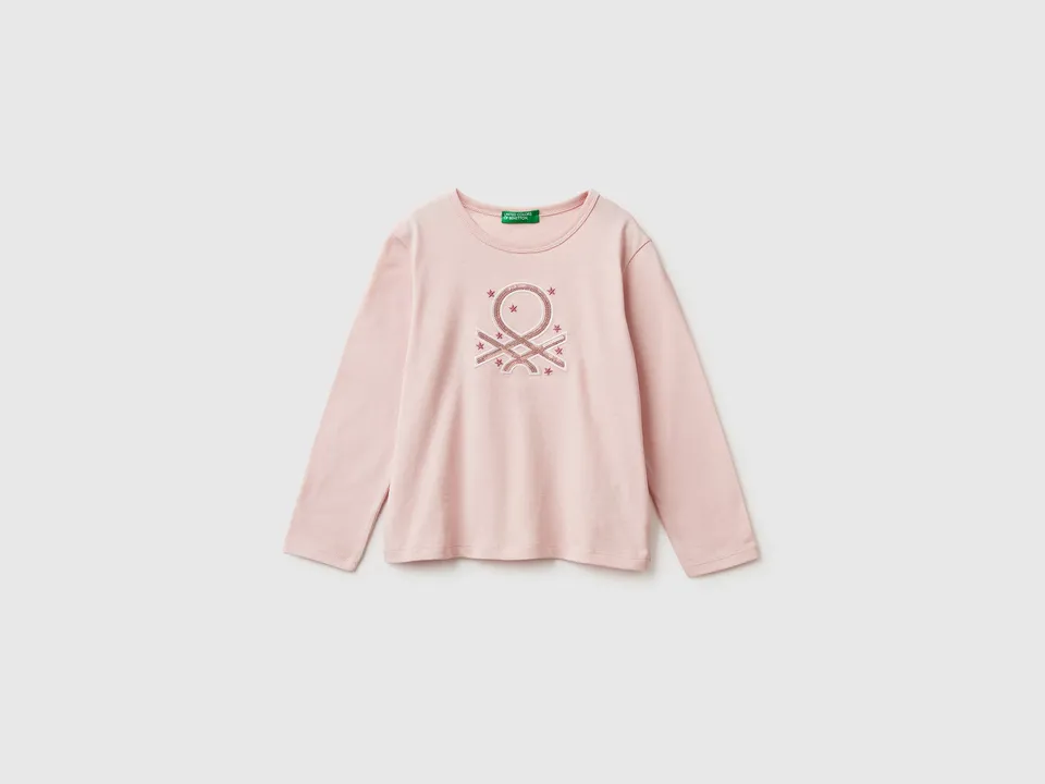 Benetton T-Shirts T-shirt stampa paillettes cotone bio taglia 104