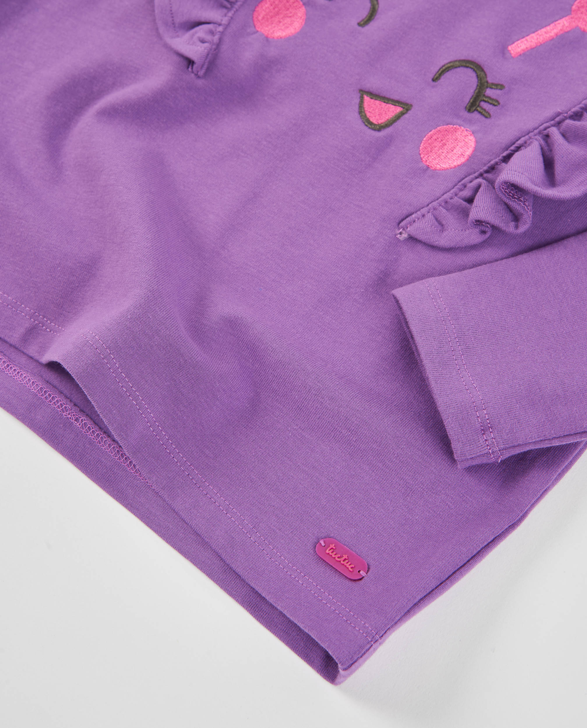 TucTuc Magliette T-shirt Bambina Lilla Cotone Volant