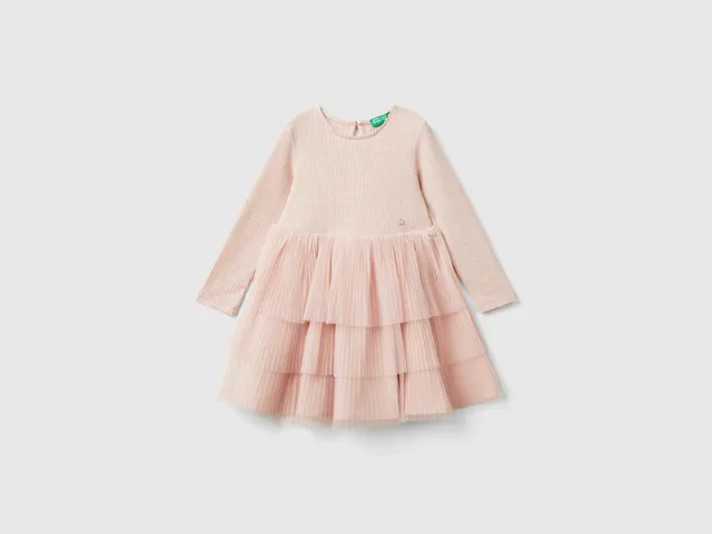 United Colors of Benetton Abito tulle bambina manica lunga