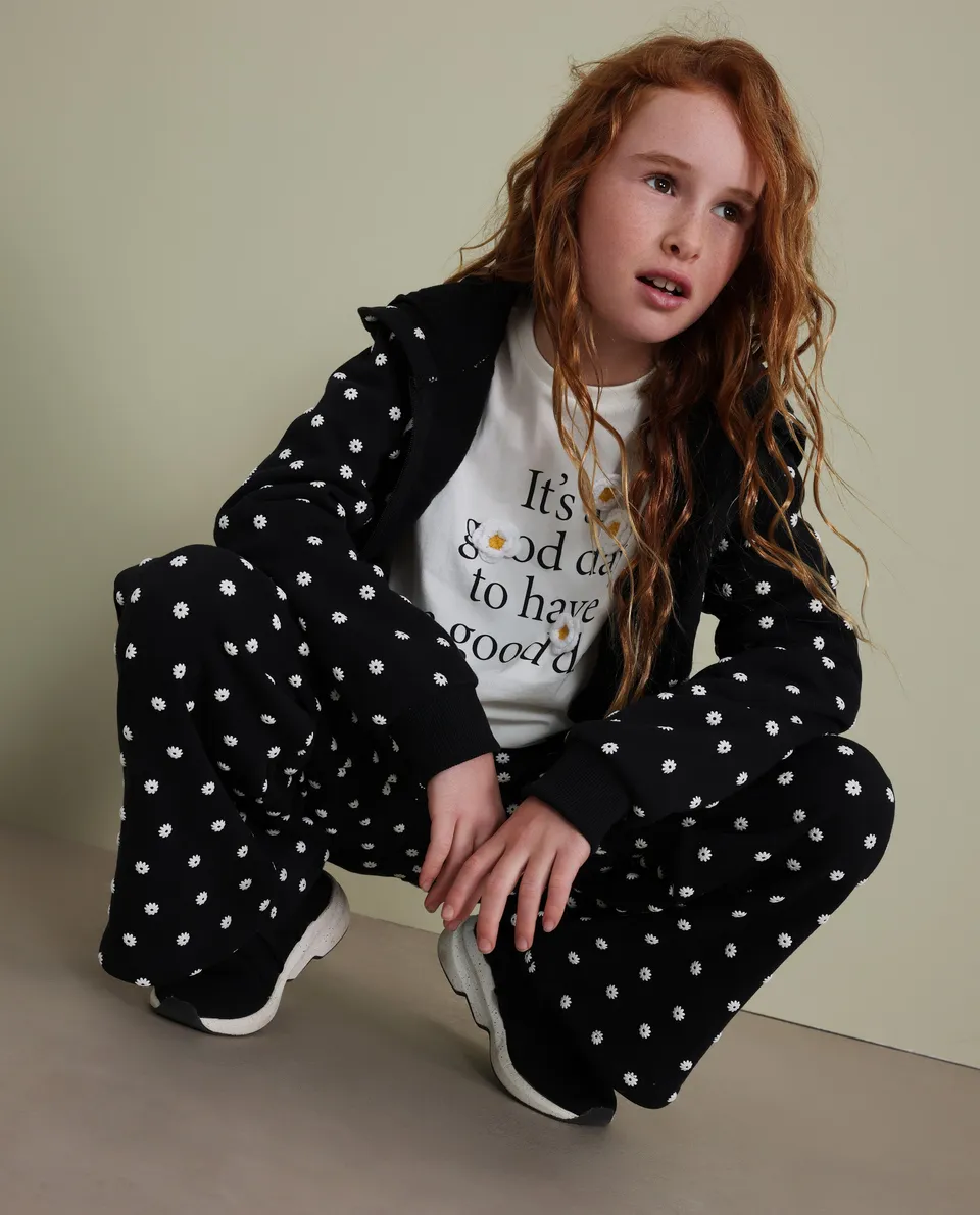 TucTuc Magliette T-shirt Bambina Bianca Maniche Lunghe Fiori