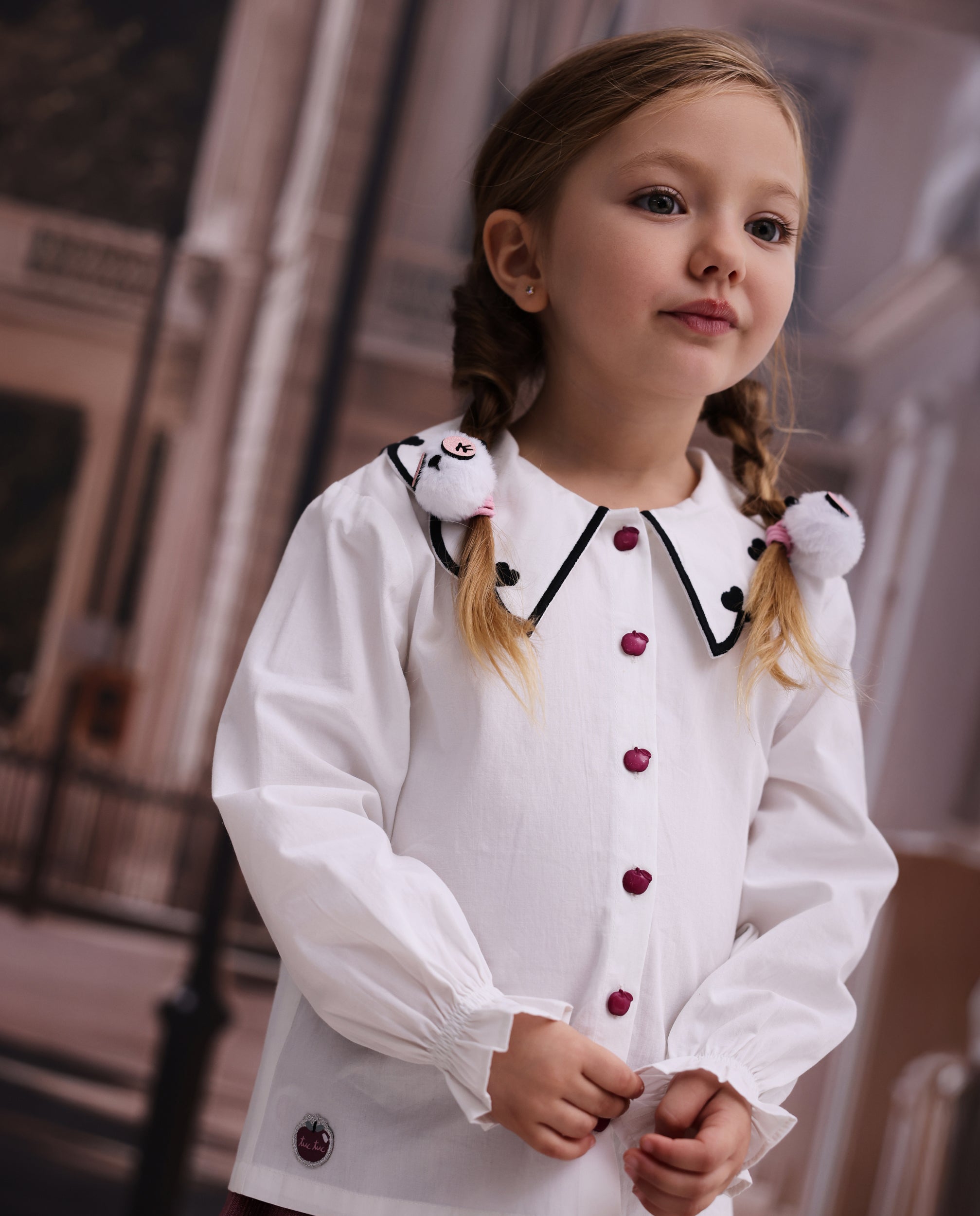 TucTuc Camicette Blusa Bambina Bianca Peter Pan Bottoni
