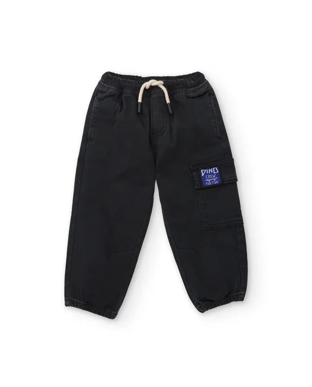TucTuc Pantaloni Jeans Neonato Nero Elastico Coulisse 2A