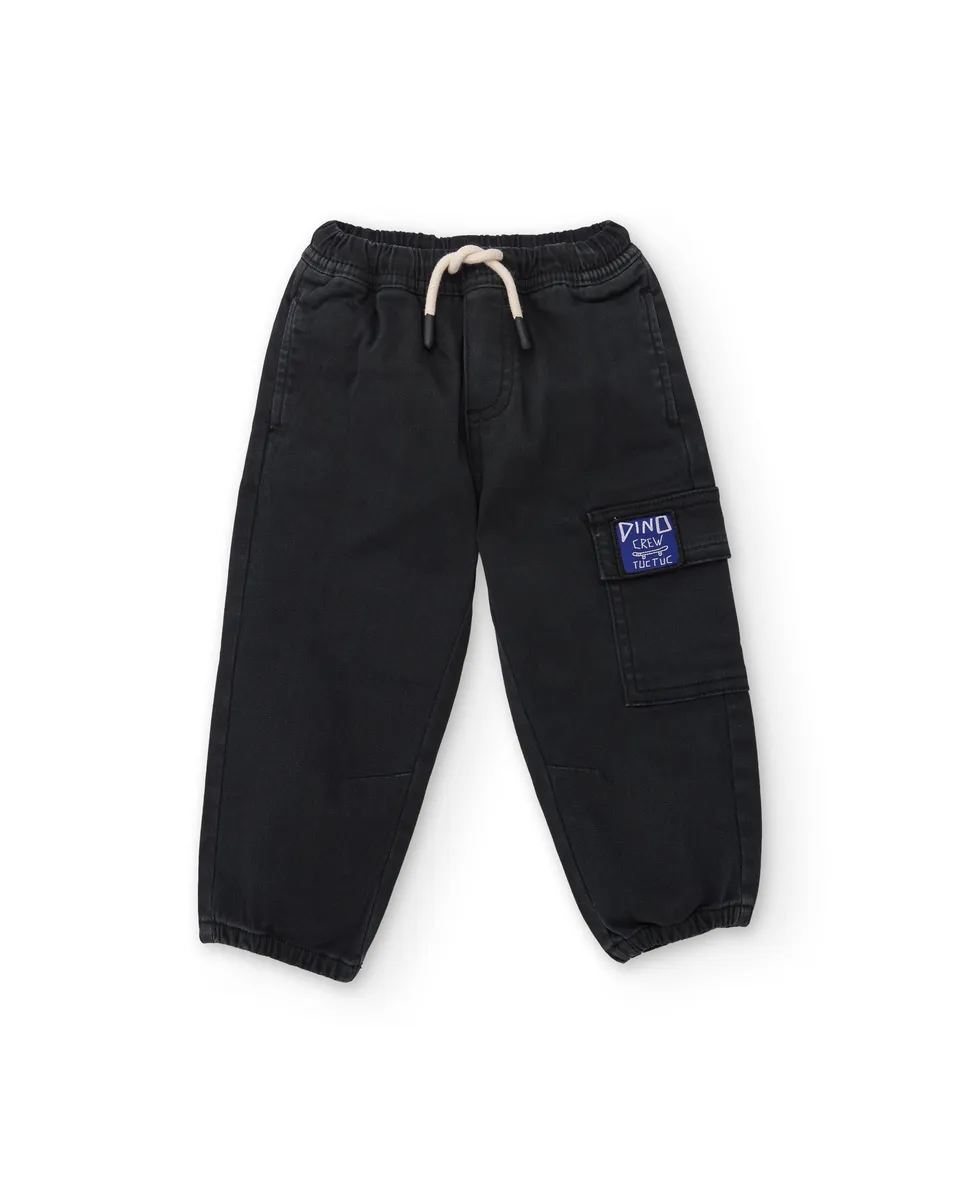TucTuc Pantaloni Jeans Neonato Nero Elastico Coulisse 2A