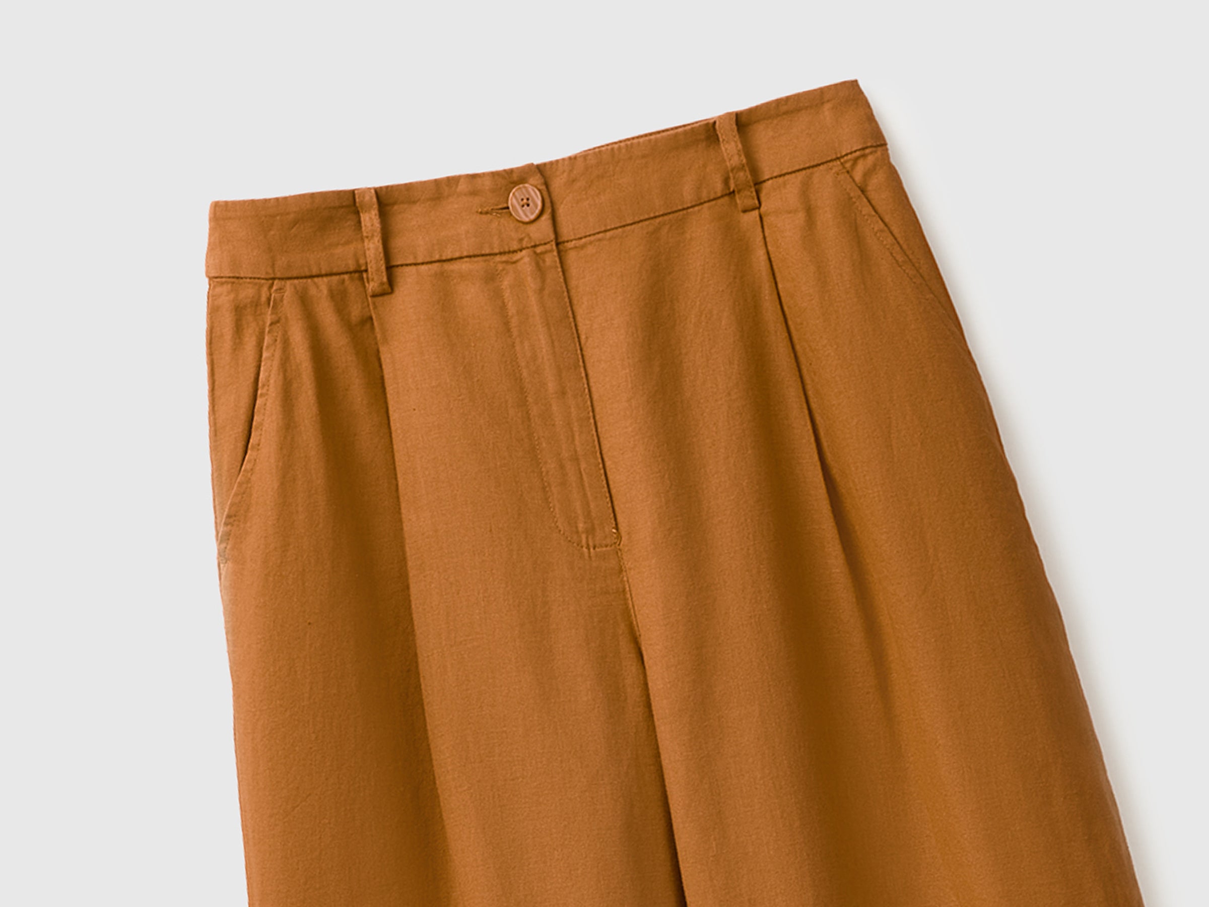 Benetton pantaloni lino vita alta taglia 42