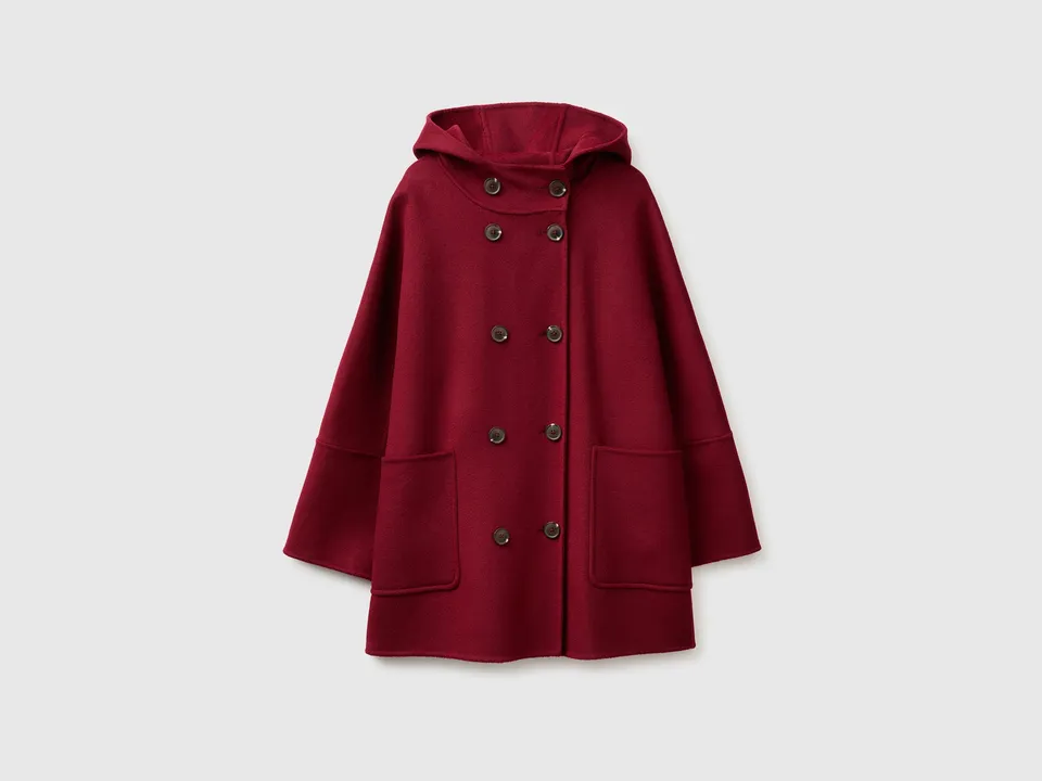 United Colors of Benetton Cappotto Lana Doppiopetto Cappuccio M