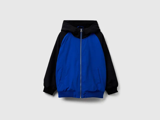 United Colors of Benetton Giacca Nylon con Cappuccio in Pile