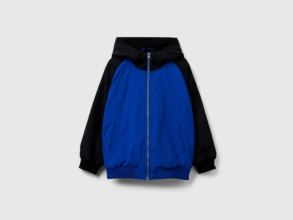 United Colors of Benetton Giacca Nylon con Cappuccio in Pile