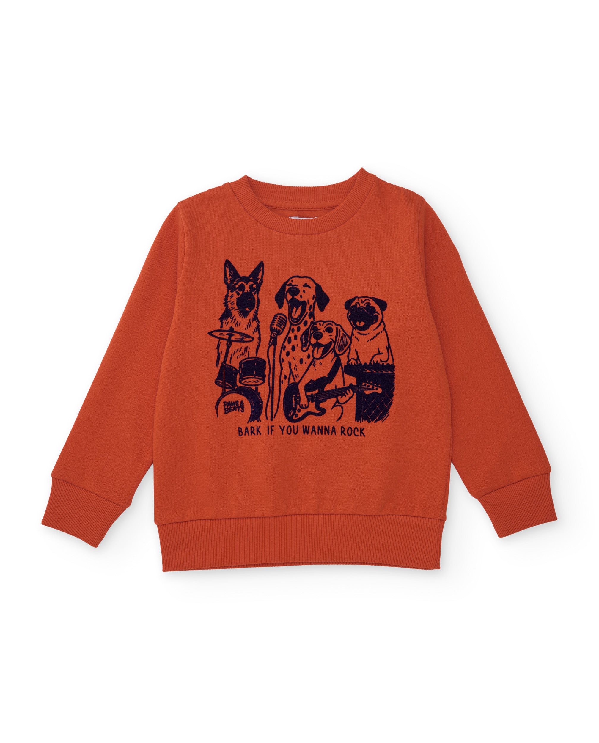 TucTuc Felpe felpa bambino arancione cani rocker cotone