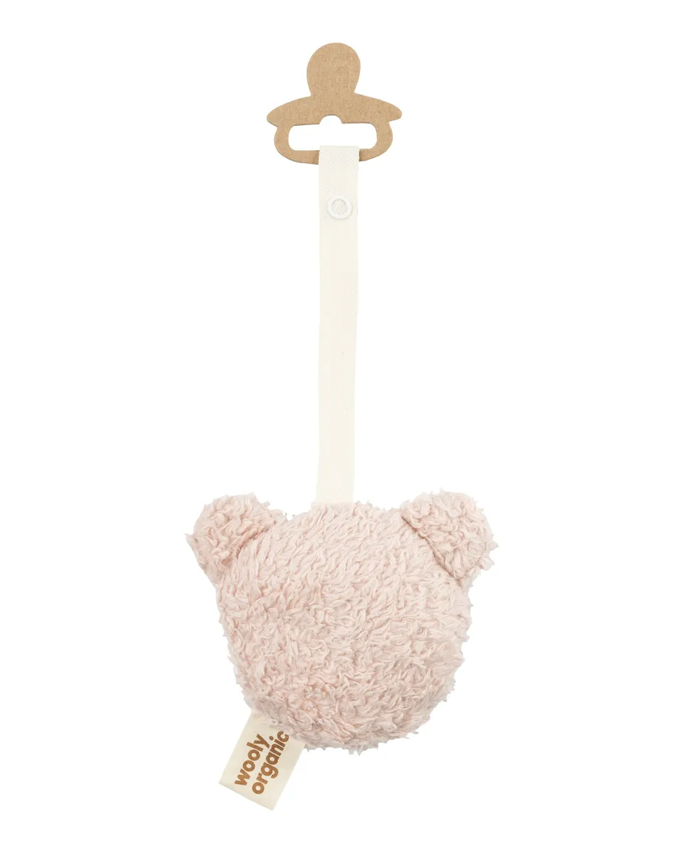 Woolly Organic Teddy AW26 porta ciuccio peluche orsetto cotone bio